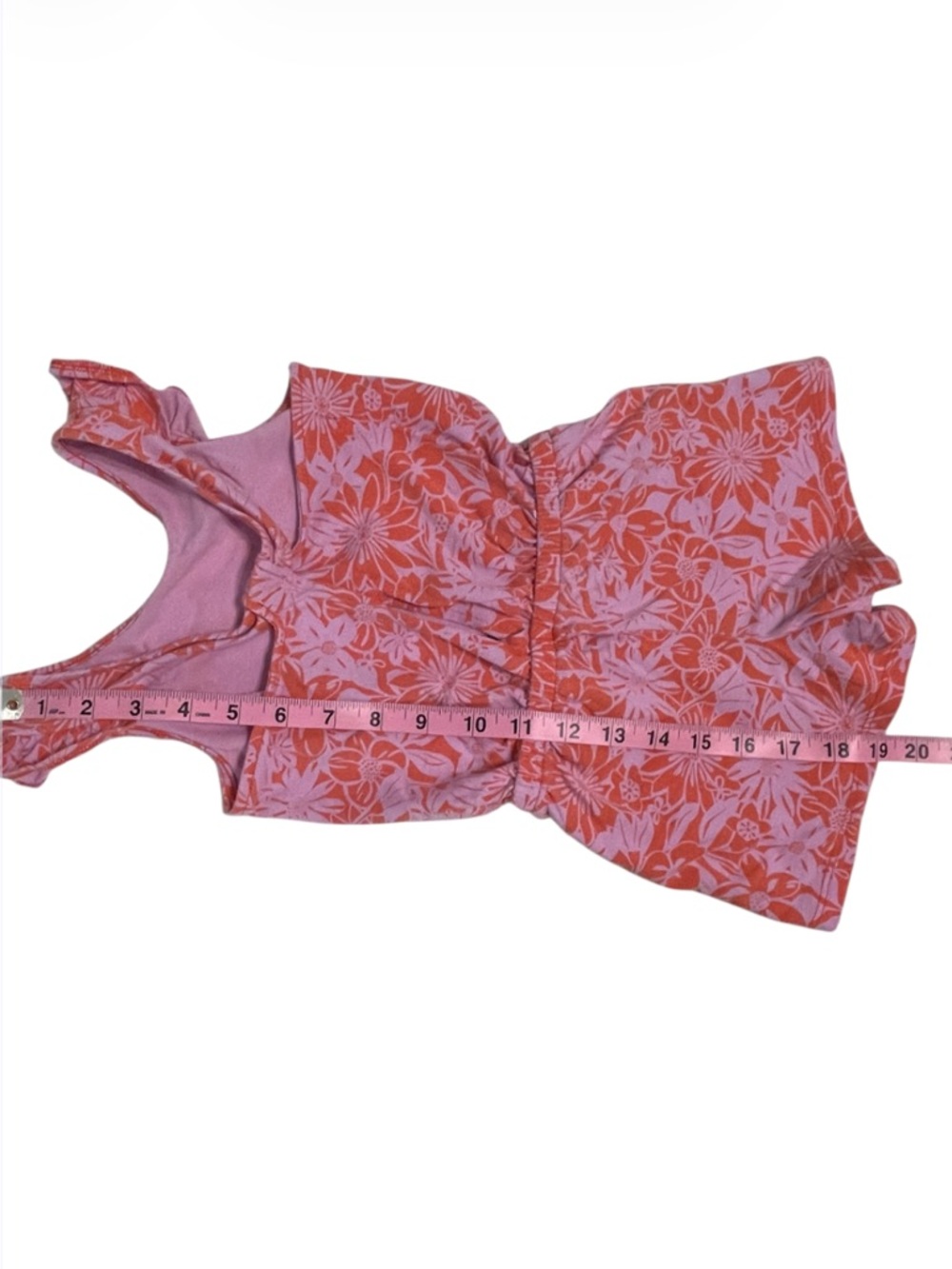Cat & Jack Pink and Coral Floral Girls' Romper - Picture 6 of 7